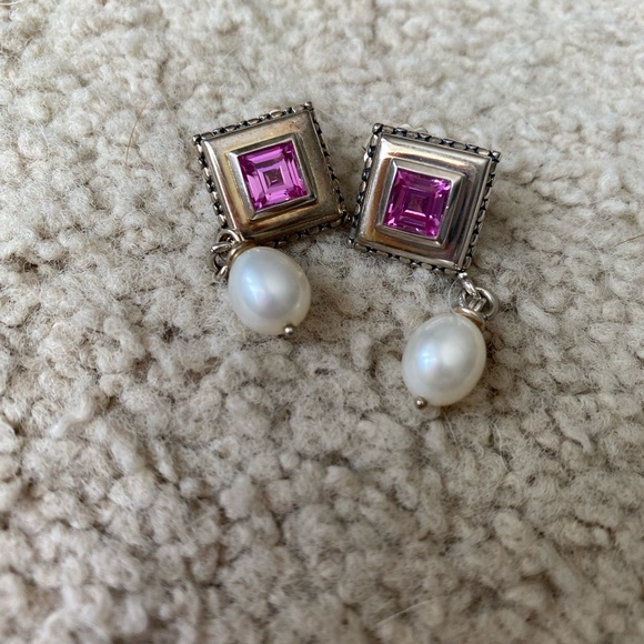 Michael Dawkins Pink sapphire and Pearl Earrings
